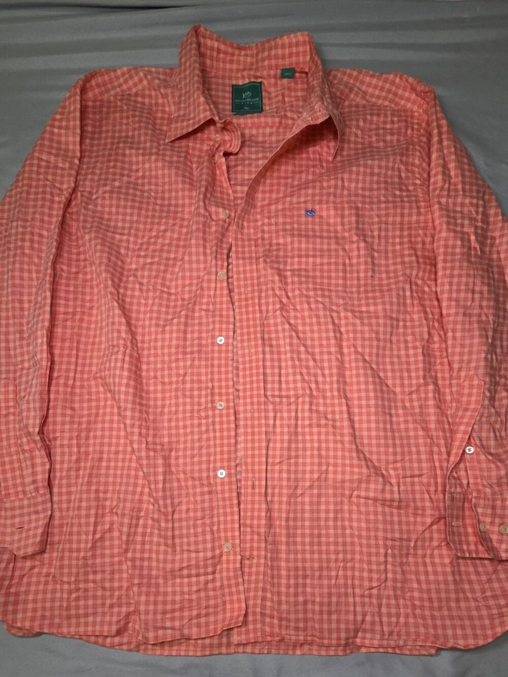 Southern Tide Club Orange Gingham Performance Cotton Button Down Shirt Mens XXL